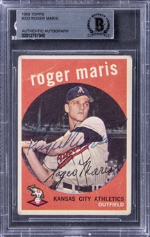 1959 Topps Baseball #202 Roger Maris Signed Card - BGS Authentic Autograph